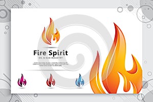 3d flame vector logo designs with modern concept style as a symbol of oil and gas. illustration of oil and gas use for template