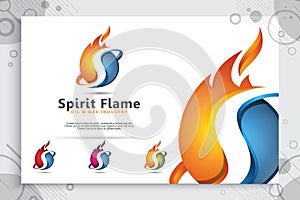 3d flame vector logo designs with modern concept style as a symbol of oil and gas. illustration of oil and gas use for template