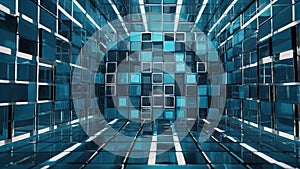 2D flat Abstract geometric cubic medical light blue background for complex medical data storage.