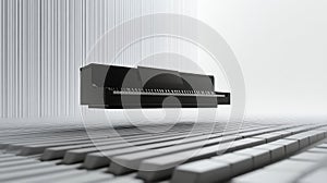 3D Floating Piano Keys in Digital Space with Abstract Background photo