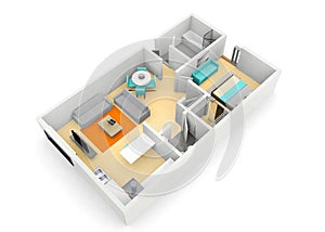 3d floorplan of a cgi of an apartment photo