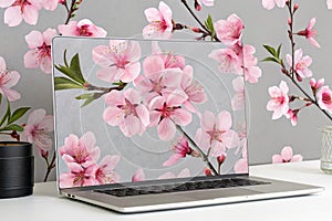 3D Flower Pattern on Abstract Grey Background