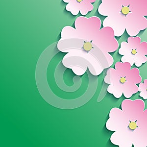 3d flowers, abstract floral background