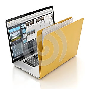 3D folder editing isolated on white background