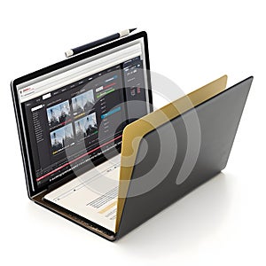 3D Folder Editing Isolated on White Background