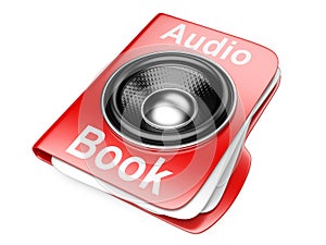 3d folder with speaker. audio-book concept photo