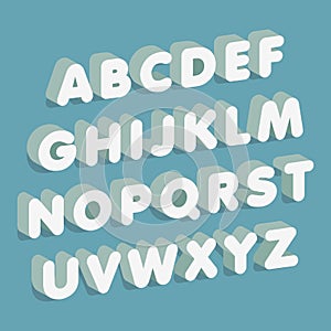 3d font. Alphabet letters. Vector illustration.