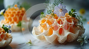 3d food printing, innovative 3d food printer producing intricate edible designs with precision, revolutionizing the photo