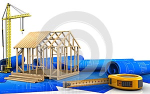 3d of frame house construction