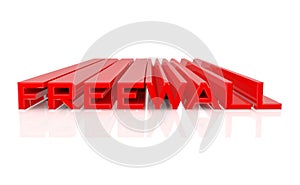 3D FREEWALL word on white background 3d rendering