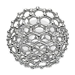 3d fullerene molecule nanotechnology structure science research atom molecular grid transparent background
