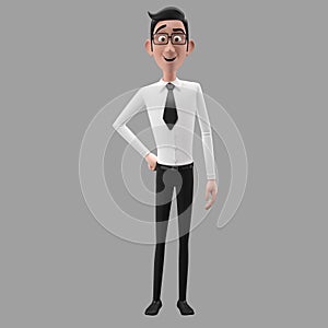3d funny character, cartoon sympathetic looking business man photo