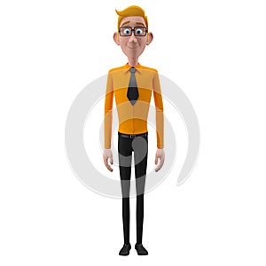 3d funny character, cartoon sympathetic looking business man photo