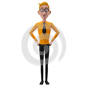 3d funny character, cartoon sympathetic looking business man photo