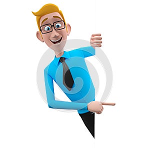 3d funny character, cartoon sympathetic looking business man photo