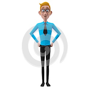 3d funny character, cartoon sympathetic looking business man photo