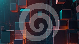 3D Futuristic Blockchain Technology Concept