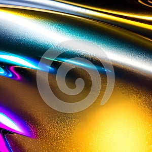 3D futuristic hyper-realistic liquid metal texture with mirror shine photo