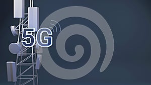 3D 5G Network Signal Tower Against Blue