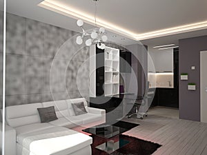 3D visualization of a bakery interior design