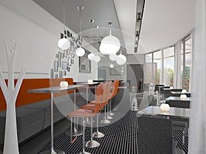 3D visualization of a bakery interior design
