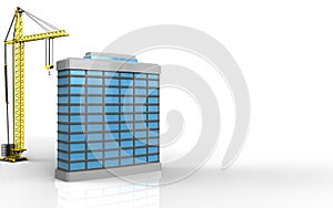 3d generic building with crane