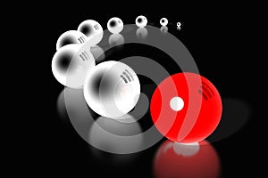 3D first, leader concept, spheres