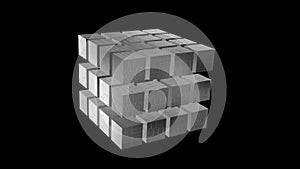 3d geometry techno cubes. Chrome box . 3d render illustration view 2 photo