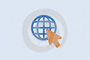 3D Globe and Cursor Icon on a Light Blue Background