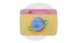 3D Globe Icon in a Browser Window