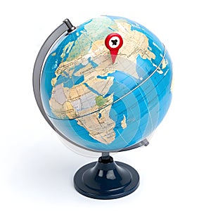 3D globe with location map pin icon