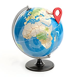 3D globe with location map pin icon