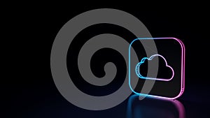 3d glowing neon symbol of icon of iCloud drive app isolated on black background photo