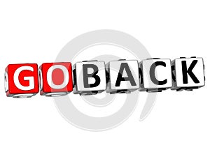 3D Go Back Button Click Here Block Text
