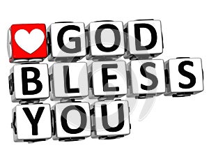 3D God Bless You Button Click Here Block Text