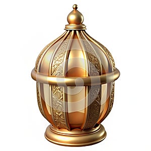 3D Gold Arabic Lantern Element isolated on white background