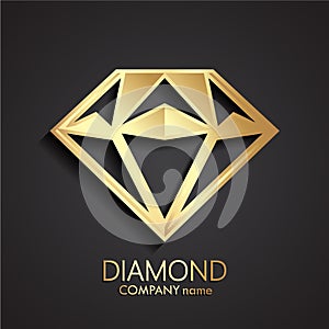 3d gold diamond shape logo