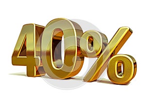 3d Gold 40 Forty Percent Discount Sign photo