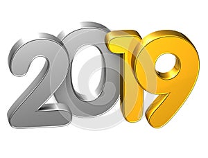 3D Gold Number New Year 2019 on white background photo