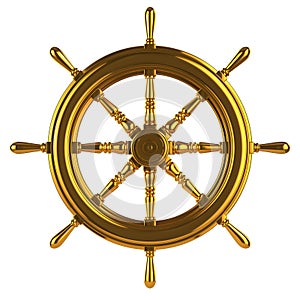 3d Gold ships wheel photo