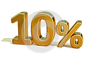 3d Gold 10 Ten Percent Discount Sign photo