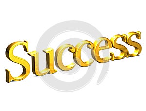 3D Gold Word Success on white background photo