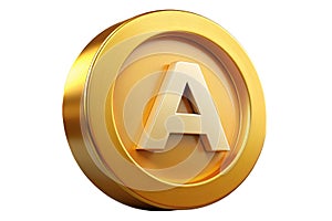 Golden Coin with Letter A Symbol Design