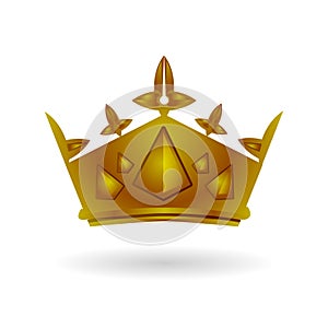 3d golden crown vector design isolated on white background