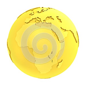 3D golden earth pure gold globe