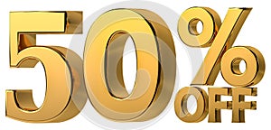 Tridimensionale d'oro 50percentuale da sconto sul trasparente supporto.numero percentuale 