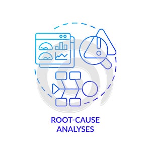 2D gradient thin linear icon root cause analysis concept