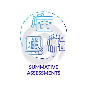 2D gradient thin linear icon summative assessments concept