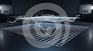 3d graph analysis data visualization with lines on grid