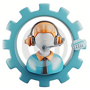 Customer Support Agent Icon, Gear, Helpdesk
